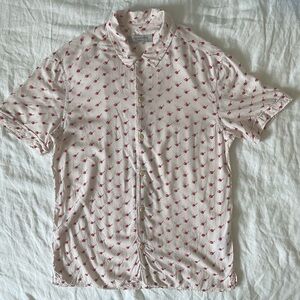 All Saints cherry casual short sleeve button down small
